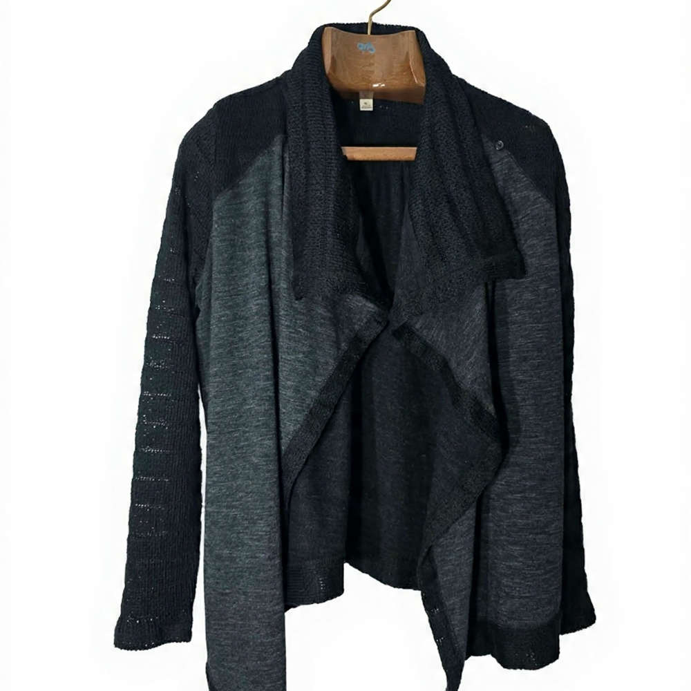 Lucky Brand Black and Gray Open Front‎ Cardigan Soft Girl